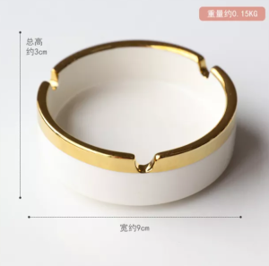 Asbak Keramik Nordic Style Luxury Gold Rim Ceramic Ashtray