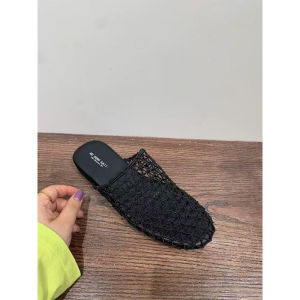 [Free Shipping] 2026 WomenS Fishnet Slippers Beach Closed-Toe Slippers Spring Fashionable Outdoor Wear Ins-Style Flat Hollow Beach Sandals