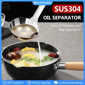 Stainless Steel Strainer Spoon Soup Strainer Kitchen Gravy Oil Soup Fat Separating Spoon Sour Cream Skimmer Kitchen Accessories