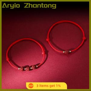 Aryio Tibetan Lotus Beaded Bracelet Handmade Braided Adjustable Lucky Red Thread Charm Bracelets For Women Men Couple Jewelry