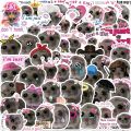สติกเกอร์ Meme ตลกลายหนูแฮมสเตอร์เศร้าน่ารักจำนวน56ชิ้นสติกเกอร์รูปสัตว์กราฟฟิตีแบบทำมือรูปลอกกีตาร์แล็ปท็อปจักรยานของเล่นสำหรับเด็ก. 