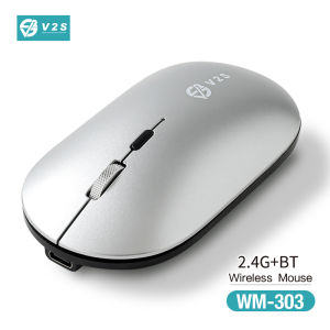 V2S WM-303 Dual Mode Rechargeable Computer Mouse 3 Button Wireless 5.2 Bluetooth Version