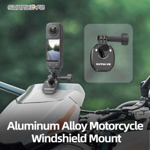 Sunnylife ZJ846 Motorcycle Windscreen Clamp Action Camera Mount – CNC Aluminum Alloy Bracket for GoPro 13 12 11 Insta360 X3 X4 X5 DJI Action 6 5 Pro 4 3 etc ZJ846-D