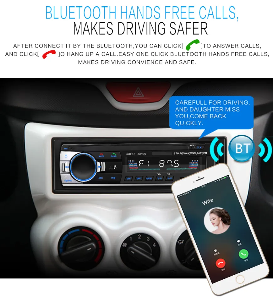 Autoradio 12V JSD-520 Car Radio Bluetooth 1 din Car Stereo Player AUX-IN  MP3 FM radio Remote Control for phone Car Audio