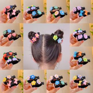 2/4pcs Cute Ponytail Hair Clip Flower Bow Hair Buckle Hair Accessories for Kids Girl