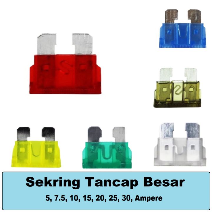Sekring Fuse Blade Tancap Besar Kecil 5A 7,5A 7.5A 10A 15A 20A 25A 30A