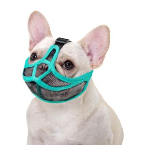 Mõm chó ngắn Snout sẽ không che trán Bulldog muzzle Lưới thở có thể điều chỉnh chống cắn nhai sủa cho chó Pug Bull Bichon Jarre Aero