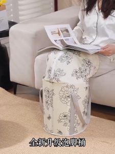 Portable Foldable Foot Spa Bucket with Lid Leakproof Thick Oxford Cloth Knee Guard Warm Soaking Tub Foot Soak Bucket