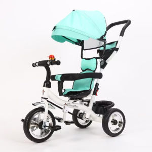 Children Tricycle Stroller Detachable Push Handle Baby Toddler Bike Compact Storage Design For Home And Travel