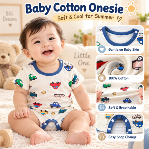 AILEBE Baby Bodysuits Onesie Cotton Infant Romper Newborn Baby Clothes Jumpsuit Short Sleeve Cute Cartoon Snap Button Soft Breathable 100% Cotton Boy Girl 0-24M Summer Daily Wear