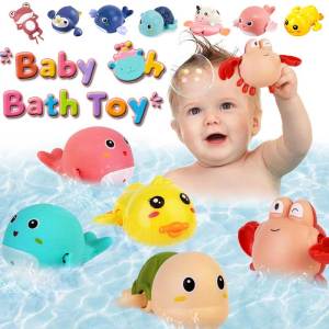 Baby Bath Toy Baby Swimming Toys Cute Animals Shape Baby Accompany Bathing Toy Toddlers Swimming Floating Playing Bathroom Beach Pool Toy