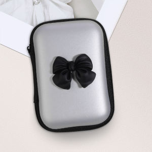 AKABEILA กระเป๋าเก็บของเดินทาง 3D  Love Heart Bow-knot กระเป๋าใส่สายชาร์จ แพ็คเกจหูฟัง กระเป๋ามีซิป กล่องจัดระเบียบสาย USB กล่องเก็บอุปกรณ์อิเล็กทรอนิกส์