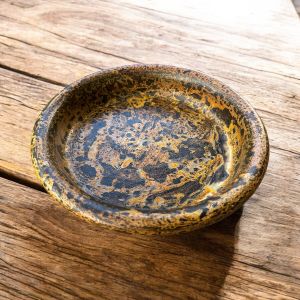 กระถางดินเผาทรงตรงเล็กปากบาน สีวินเทจเก่า ๆ ขนาด 20 x 24 cm.