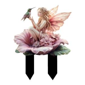 Acrylic Fairies and Hummingbird Garden Stake Lawn Yard Sign Waterproof Design For Outdoor Indoor Use Pot Ornament
