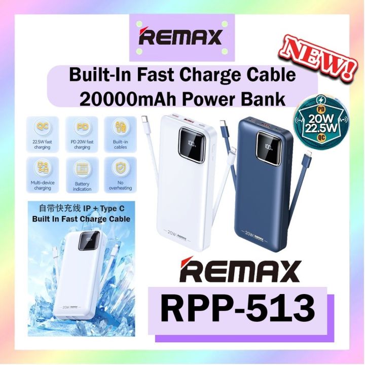 Remax Fast Charging Power bank 20000mAh PD 20W QC 22 5W Built In Fast ...