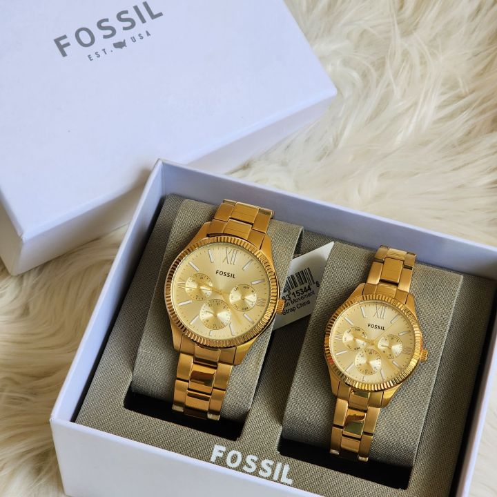 Fossil BQ3692 His and Her Rye Multifunction Gold Tone Stainless Steel Watch Set Lazada PH