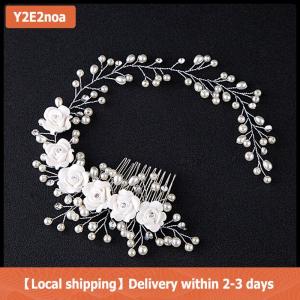 【Local shipping】 Luxury Wedding Hair Jewelry For Bridal Pearl Hair Comb Hand Made Hair Accessory New