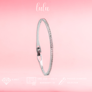 Lulu Moissanite Jewelry Athena Princess Cut Bangle Bracelet 645CT Lapis Emas 18K Sertifikat GRA