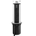 Kungfuking Pop Up Outlet Socket Recessed Retractable Power Strip Charging Station with 3 US Plug and 2 USB Ports for Kitchen Counter Island Conference Office, Black. 