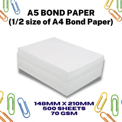 A5 Bond Paper (1/2 of A4 Bond paper Size) 500 Sheets