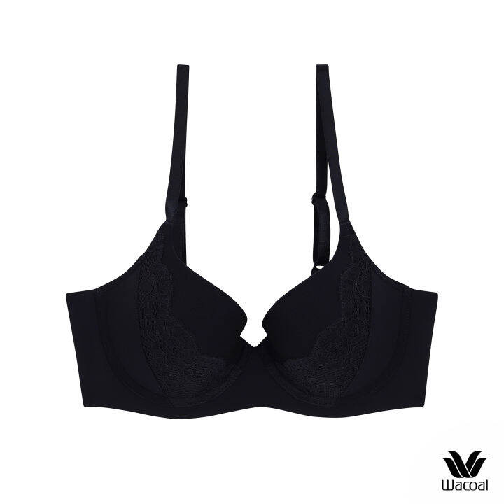 Wacoal Seamless Bra วาโก้บรามีโครง แต่งลายลูกไม้ เสริมฟองน้ำบาง 8 มม. ...