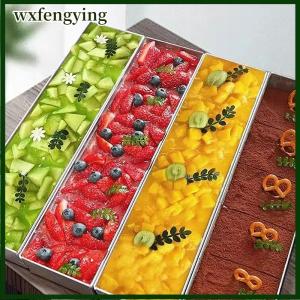 wxfengying แม่พิมพ์เค้ก Tiramisu ทรงสี่เหลี่ยมผืนผ้าแบบถอดออกได้ทำจากสเตนเลสไม่ติดแม่พิมพ์สำหรับทำเค้กมูสขนมเครื่องมืออบขนม