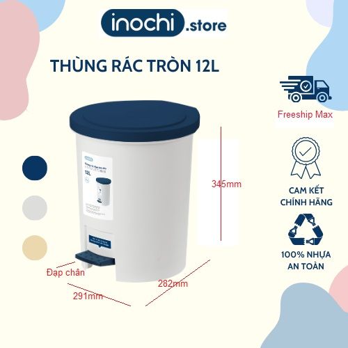 Thùng Rác Nhựa Đạp Chân Nắp Tròn Inochi 12L, Nhỏ Nhắn - Gọn Gàng - Tinh ...