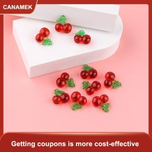 【CANAMEK】 10pcs nhựa trong suốt màu đỏ cherry dâu Mặt dây chuyền cho phụ nữ Vòng đeo tay vòng cổ tự làm đồ trang sức làm phụ kiện