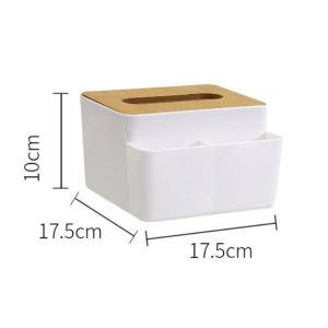 OKKFINE Wooden Cover Tissue Box Japanese Style Multi-Function Tissue Case Home Accessory Plastic Napkin Holder Table Decoration