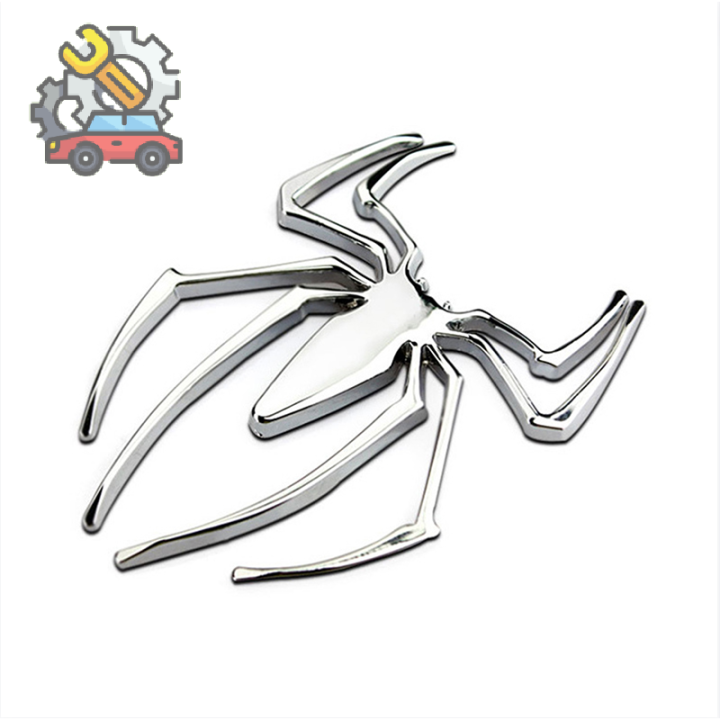 MLE Car Stickers Metal 3D Spider Car Logo Metal Sticker Chrome Spider ...