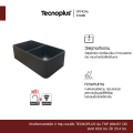 อ่างล้างจานแกรนิต 2 หลุม แบบฝัง Tecnoplus รุ่น TNP 838457 CB ขนาด 83.8 ซม. ลึก 25.4 ซม.แถมก๊อกดำ. 