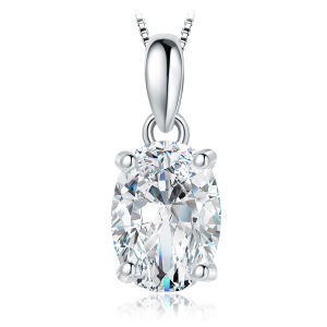 JewelryPalace Moissanite GRA D Color 1ct 2ct Oval S925 Sterling Silver Luxury Pendant Necklace for Woman No Chain
