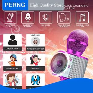 [PERNG] Tehe ไมโครโฟนคาราโอเกะไร้สายไมค์สำหรับโทรศัพท์มือถือร้องเพลงบลูทูธคอนเดนเซอร์ mikrofon บลูทูธสมาร์ทโฟนเสียงดีเจขนาดเล็ก