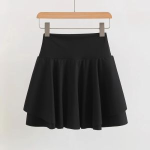 《501》 กระโปรงกีฬาเอวสูงแบบจีบสำหรับแบดมินตันเทนนิส ป้องกันแสงแดด สำหรับวิ่งออกกำลังกายกลางแจ้ง กระโปรงโยคะ กางเกงฤดูร้อน