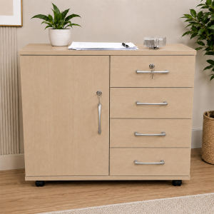 LivingMall KIERA MOBILE MULTI PURPOSE CABINET w/ Drawers CARB-P2 Low Formaldehyde Board