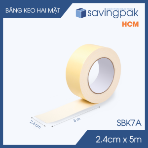 SBK7A - 10 cuộn băng keo xốp 2 mặt siêu dính - Khổ 2.4cm x 5m - Băng dính xốp vàng băng keo hai mặt