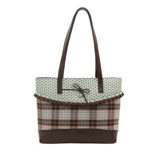 Taidu cổ điển Polka nơ chấm bi kẻ sọc túi Tote cho phụ nữ dung tích lớn Túi đeo vai thời trang với Ruffle chi tiết và thiết kế thanh lịch