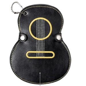 POUKL  Large Capacity Guitar Pick Holder Bag Guitar Shaped Leather Guitar Pick Clip Guitar Players PU Guitar Plectrums Bag Acoustic Guitar