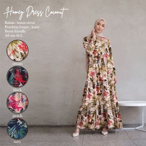HOMEY DRESS - HOMEY DRESS COCONUT MOTIF - GAMIS DEWASA BAHAN KATUN RAYON PREMIUM