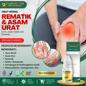 Obat Rematik dan Asam Urat Alami 100% Obat Nyeri Sendi Obat Radang Sendi Obat Pengapuran Sendi Obat Osteoporosis Obat Osteoarthritis Obat Herbal Untuk Rematik Obat Sendi Bengkak Obat Asam Urat dan Kolesterol - ProPolis SM Brazil 6 ML