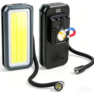 AE Đèn làm việc đa chức năng từ tính mới  COB Đèn kiểm tra độ sáng cao với ống mềm linh hoạt màn hình kỹ thuật số và móc treo để bảo trì.