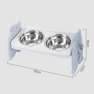 Elevated Dog Bowls Tilted Adjustable Dogs Feeder Stand with Stainless Steel Food Bowls for Puppies Cats Pet Accessories