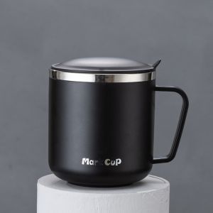 ONLYES Stainless Steel Milk Coffee Cup Double Wall With Handle Insulated Water Cups Portable with Cover Vacuum Flask Home