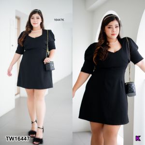 TW16447 เดรสสั้น #Bigsizes หลังเว้าเอว โบว์หลัง