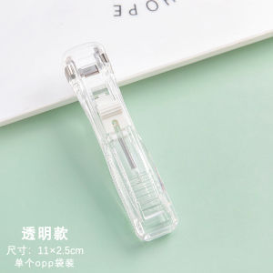 ezstationery Ready Stock Transparent Reusable Clip Push Clamp Staple-free Stapler Push Clipper Paper Clip Binding Paper Stationery