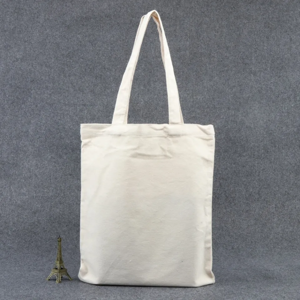 Natural Canvas Tote Bag DIY Reusable Shopping Grocery Bag Canvas Cotton  Fabric Eco-Friendly Tote Bag