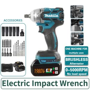 Makita 1980VF/1280VF Electric Impact Wrench Cordless Brushless Ratchet Driver With 2 Batteries