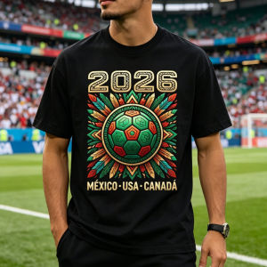[Local Stock] HBESTY Mexico-USA-Canada Aztec Style Soccer T-Shirt Retro Aztec Pattern Tee Soccer Part Supplies Shirt Men Summer Casual Cotton T