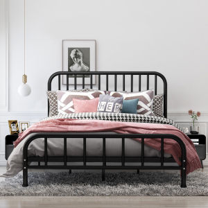 Metal Bed Frame Double Bed Metal Foundation Powder Coated Low Platform Bed Frame