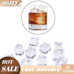 SDJZT 10PCS Pack Fake Artificial Acrylic Ice Cubes Crystal Clear 2 2.5 3cm Square